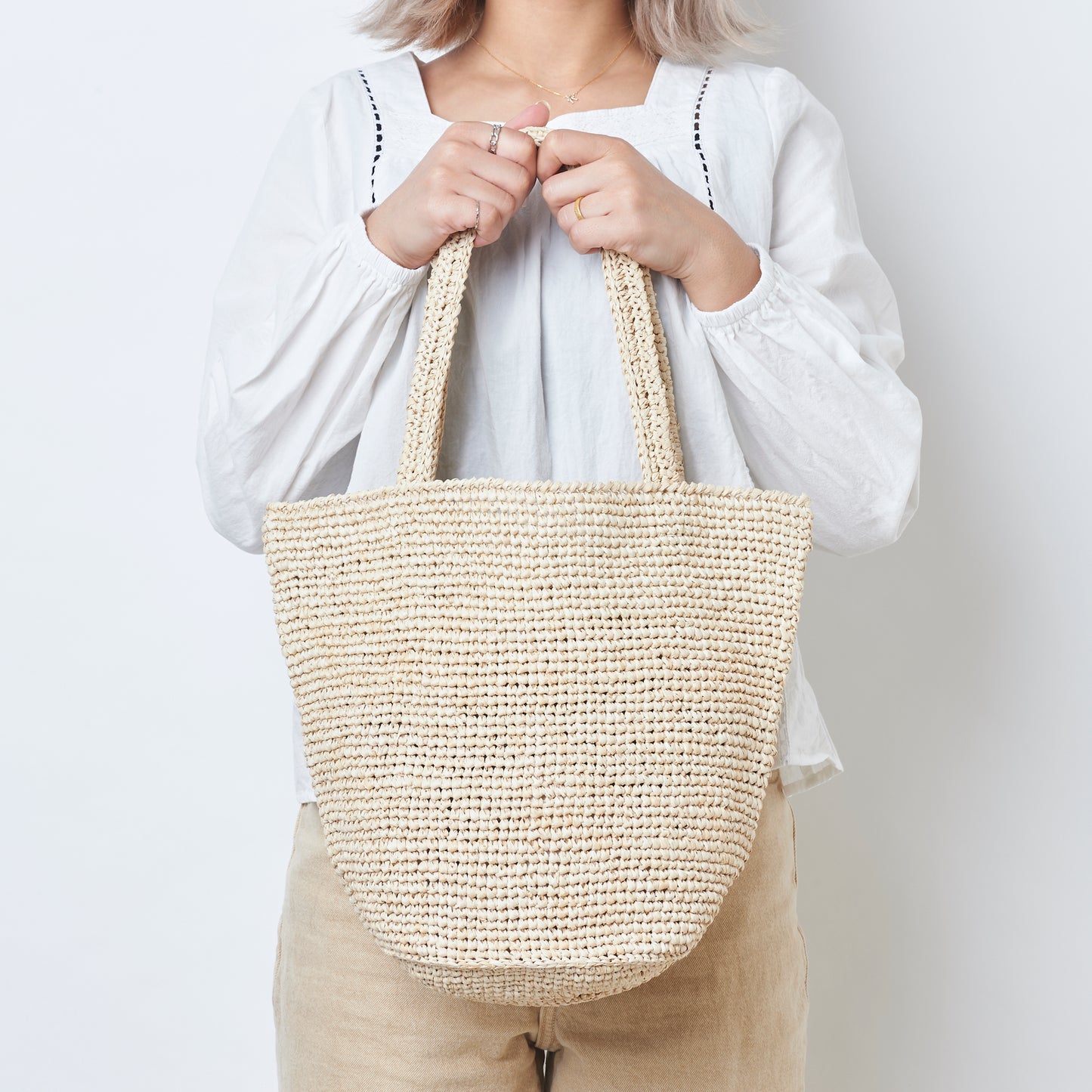 Hand Crochet Raffia Bag - PURAL (Beige)