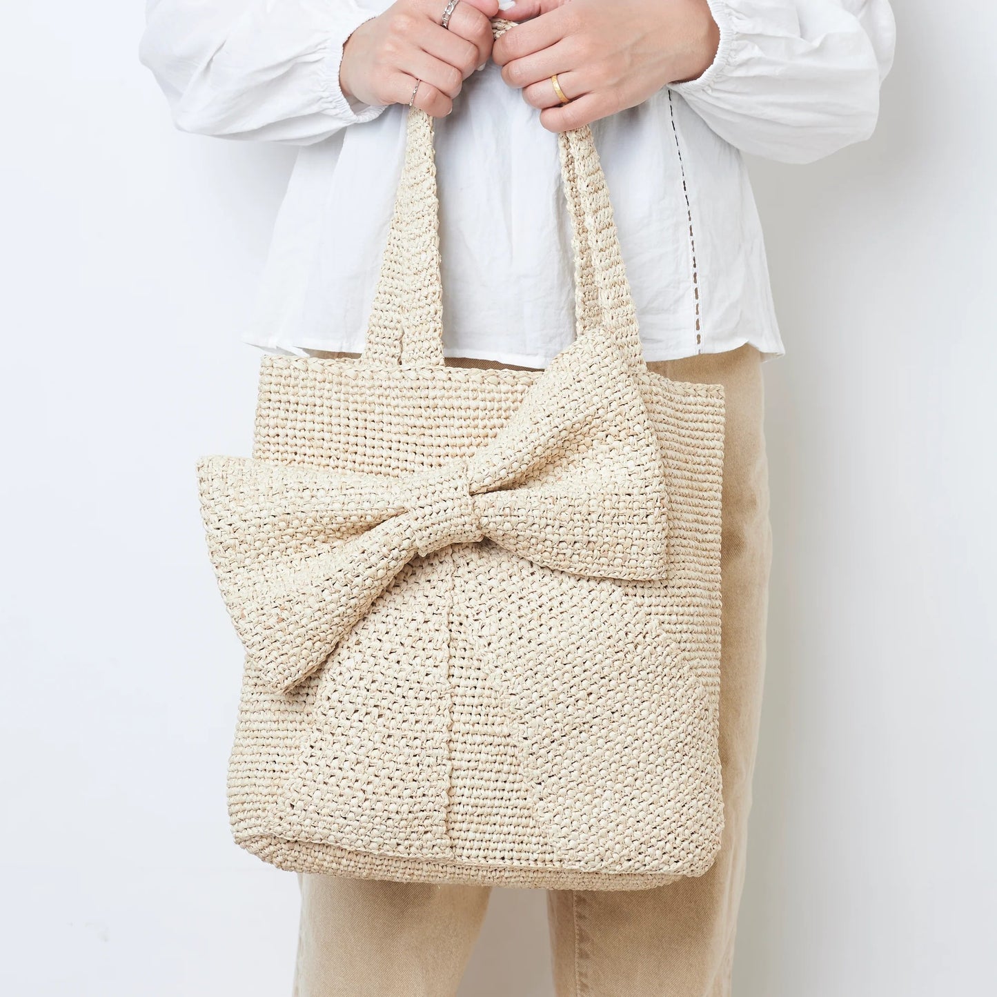 Hand Crochet Raffia Bag - RIBBON