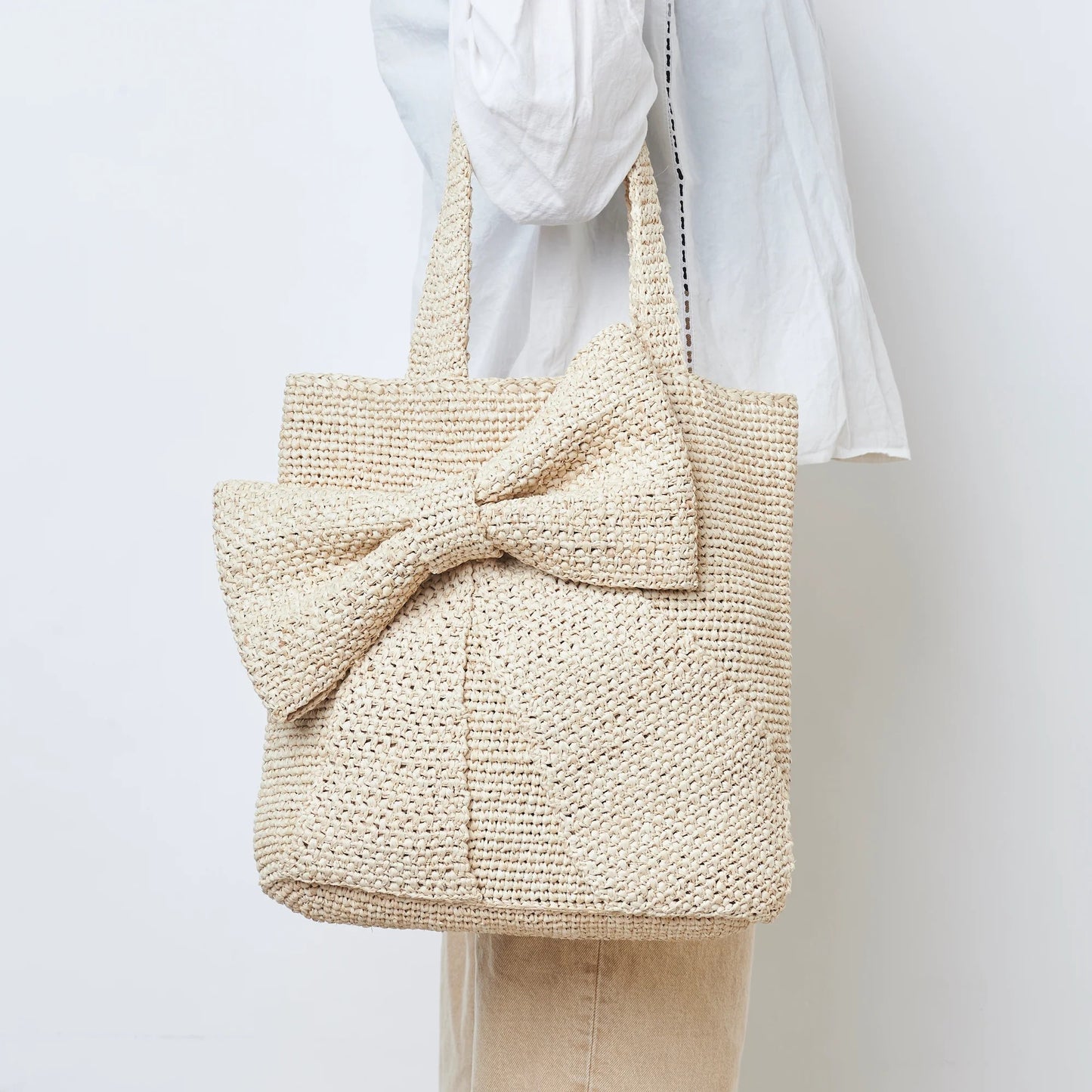 Hand Crochet Raffia Bag - RIBBON