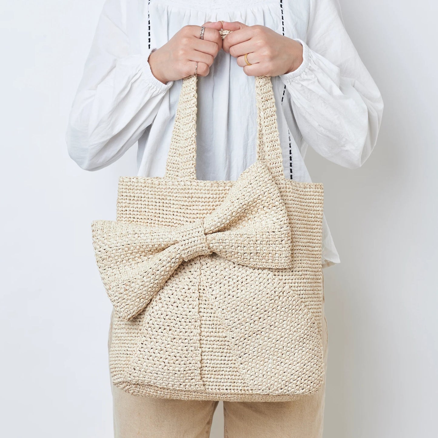 Hand Crochet Raffia Bag - RIBBON