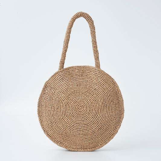 Hand Crochet Raffia Bag - RONDO (Chocolate)