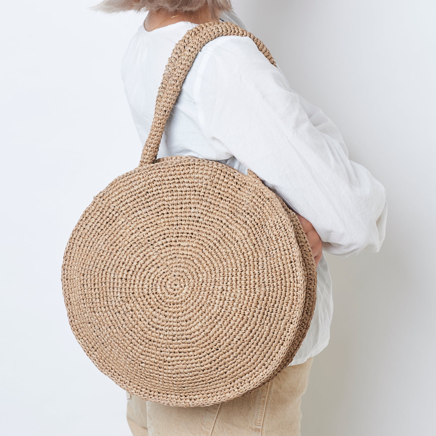 Hand Crochet Raffia Bag - RONDO (Chocolate)