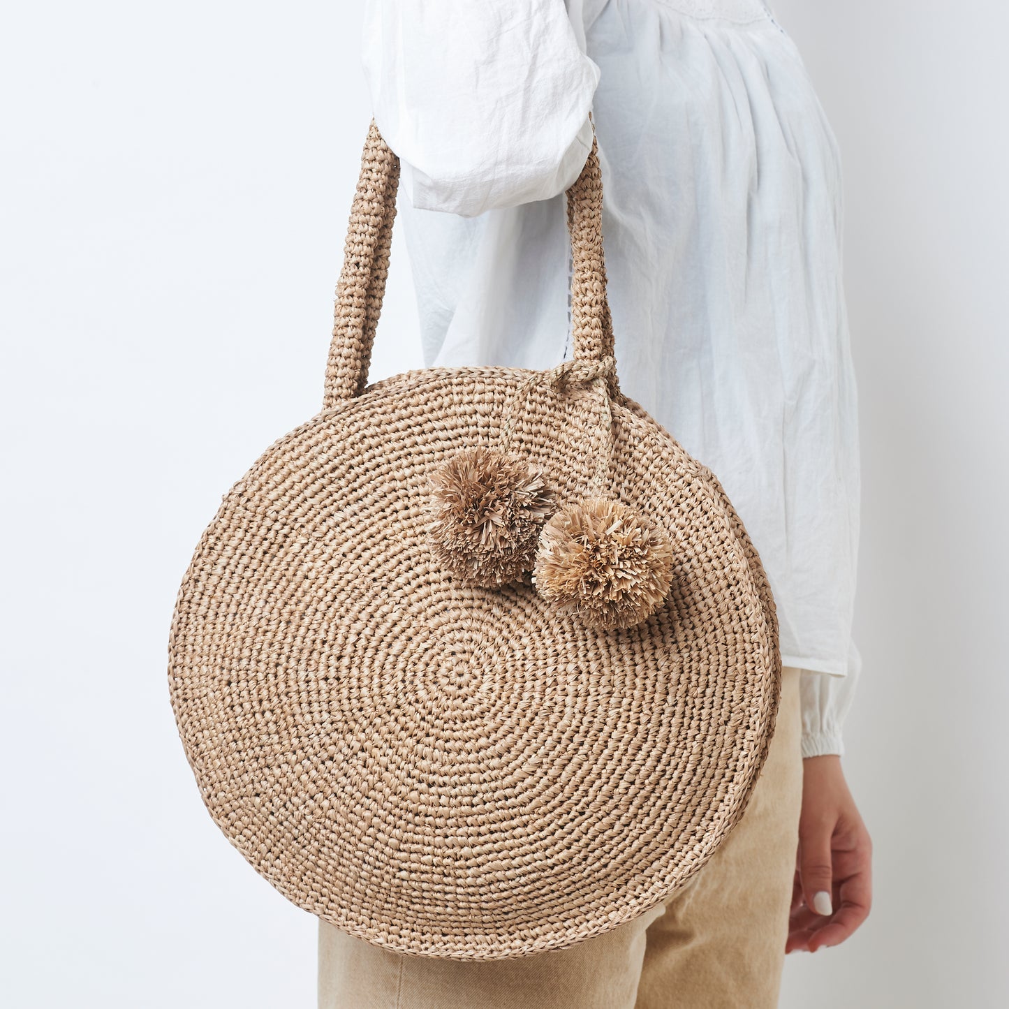 Hand Crochet Raffia Bag - RONDO (Chocolate)