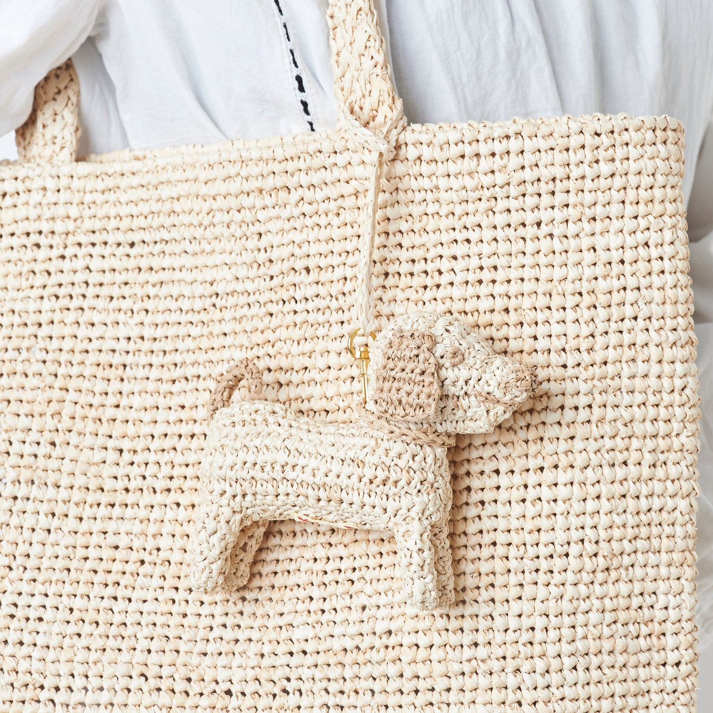 Hand Crochet Raffia Bag - SCHATTY (Beige)