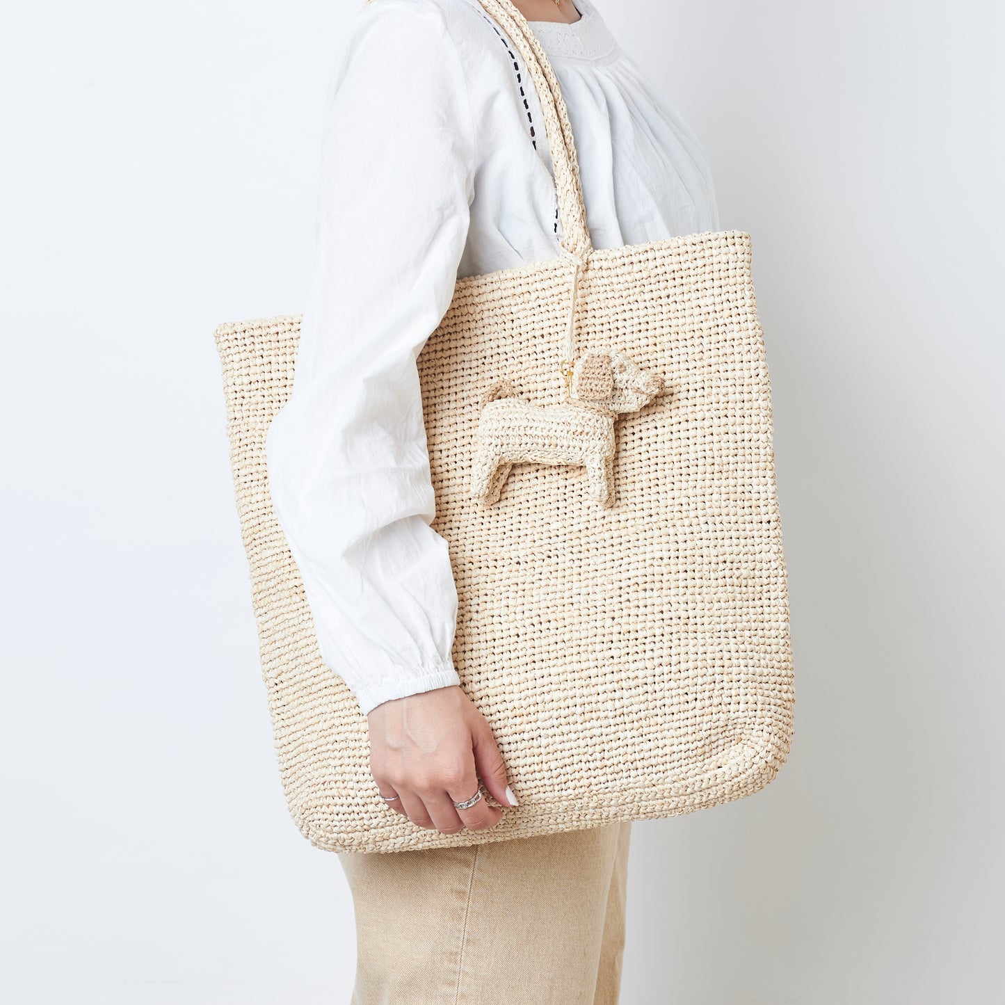 Hand Crochet Raffia Bag - SCHATTY (Beige)