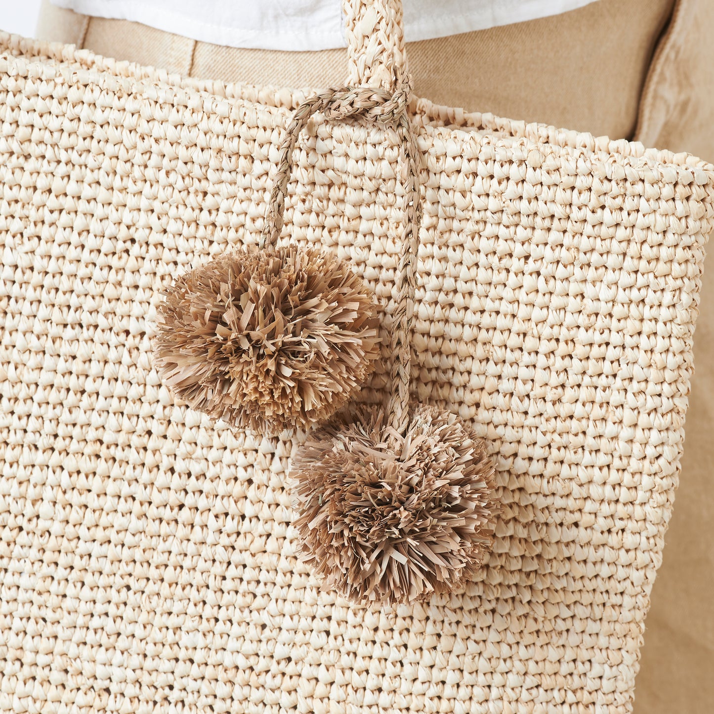 Hand Crochet Raffia Bag - SCHATTY (Beige)