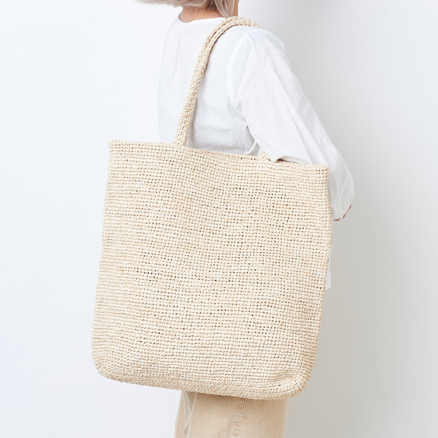 Hand Crochet Raffia Bag - SCHATTY (Beige)