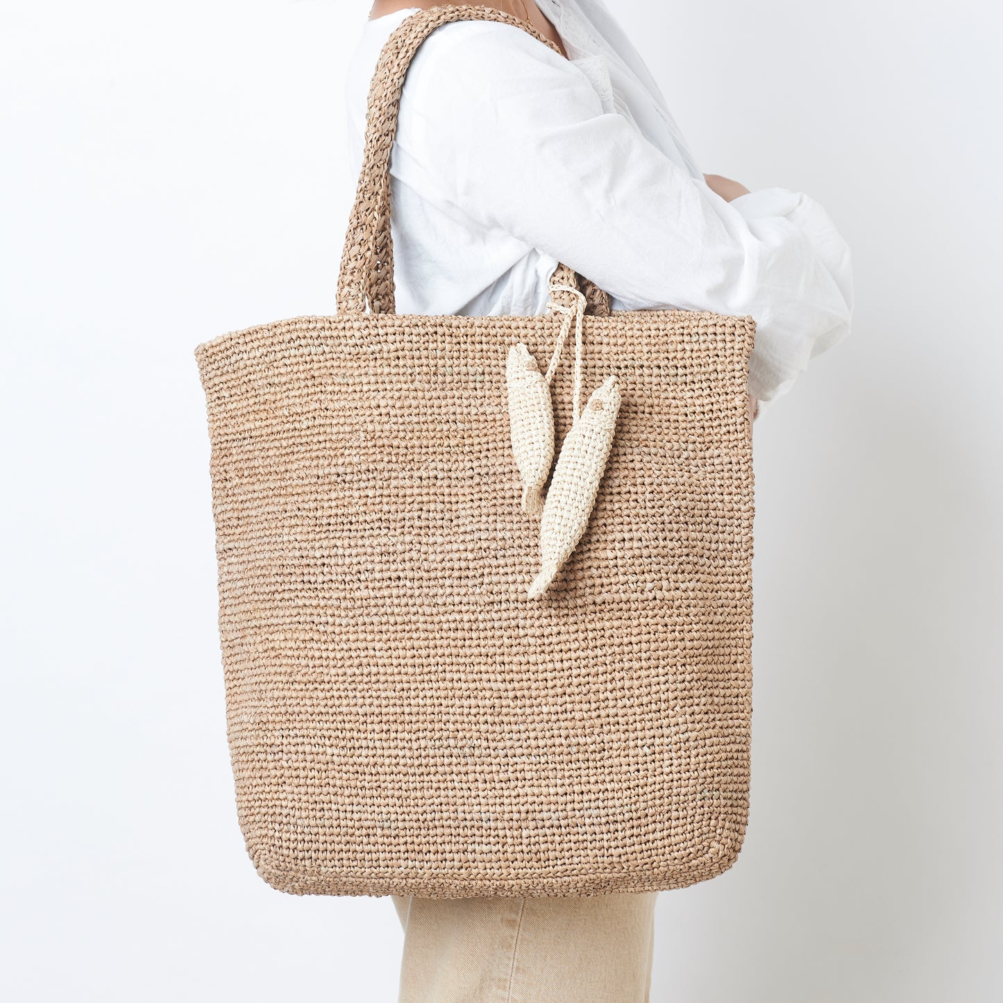 Hand Crochet Raffia Bag - SCHATTY (Chocolate)
