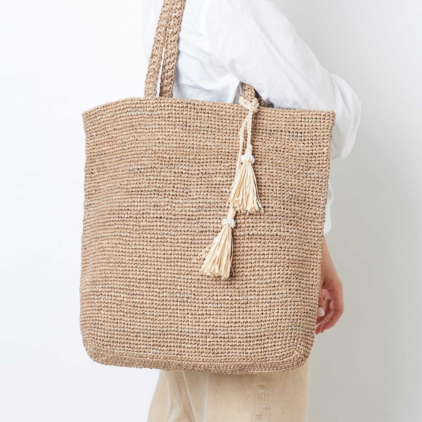 Hand Crochet Raffia Bag - SCHATTY (Chocolate)