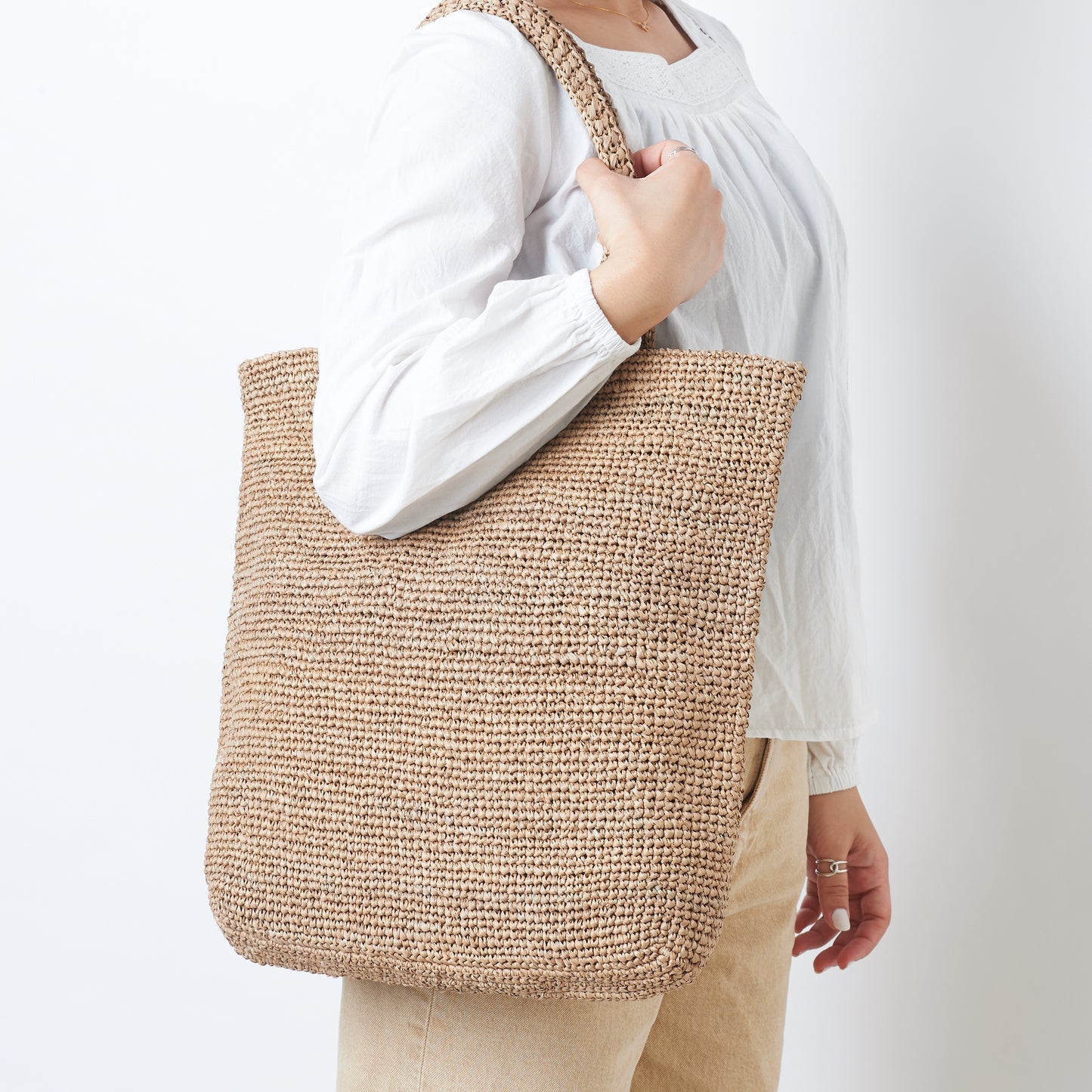 Hand Crochet Raffia Bag - SCHATTY (Chocolate)