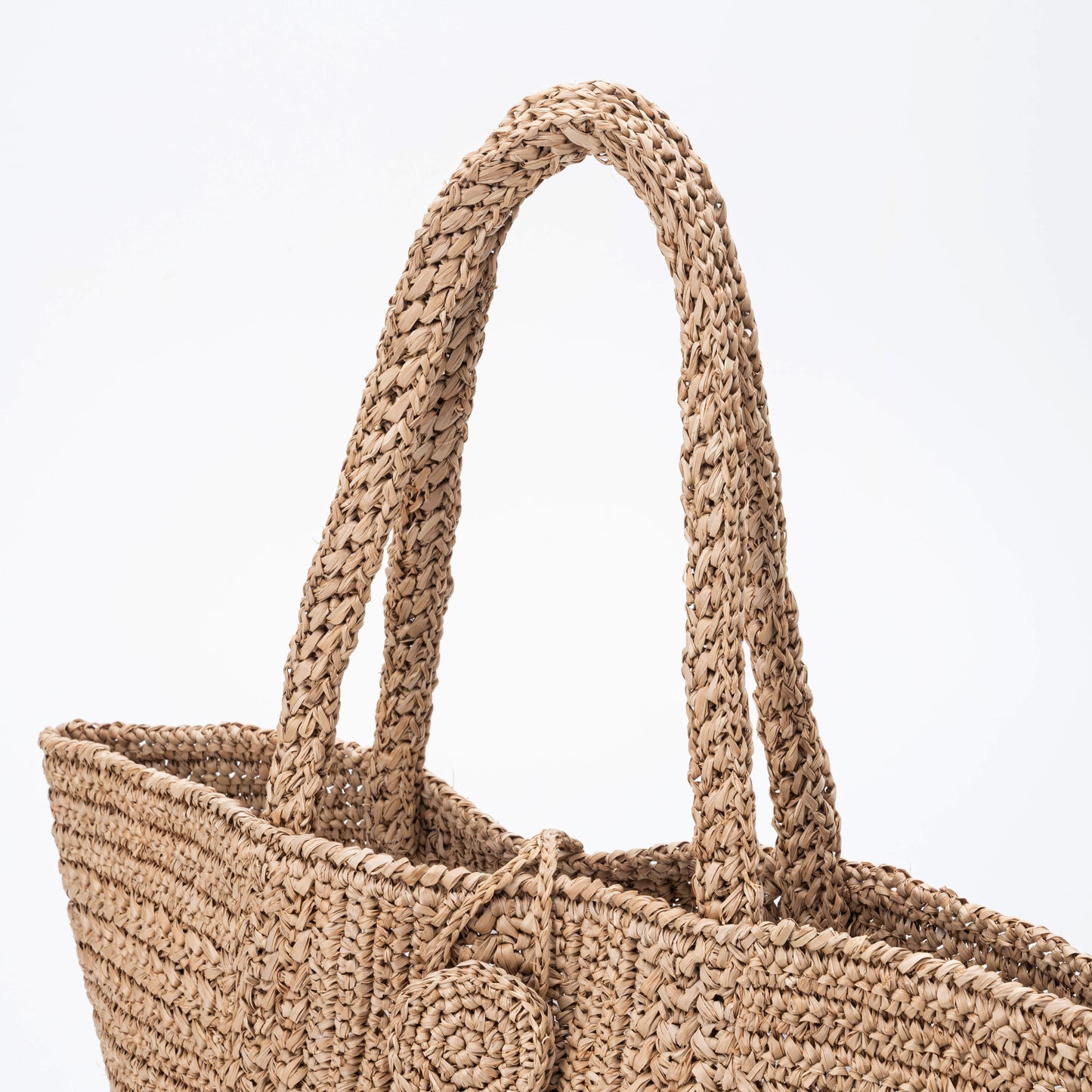 Hand Crochet Raffia Bag - TASSEL (Chocolate)