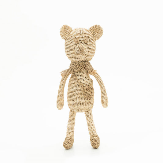 Hand Crochet Raffia Amigurumi - TED THE BEAR