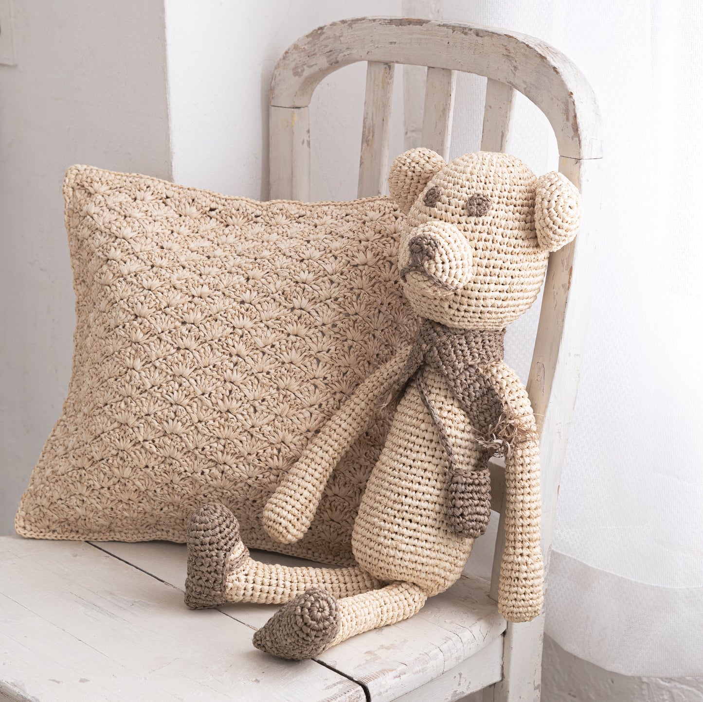 Hand Crochet Raffia Amigurumi - TED THE BEAR